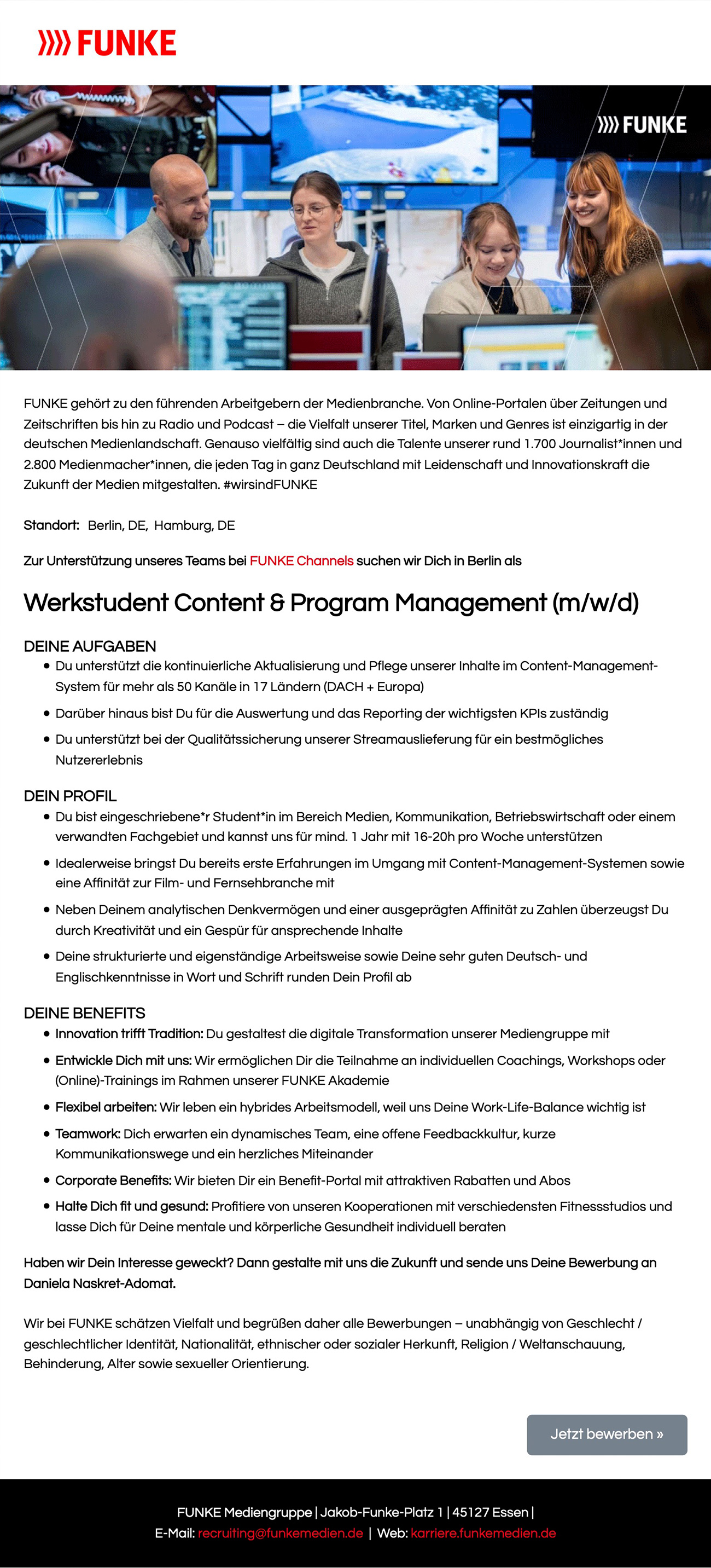 Werkstudent Content & Program Management (m/w/d)