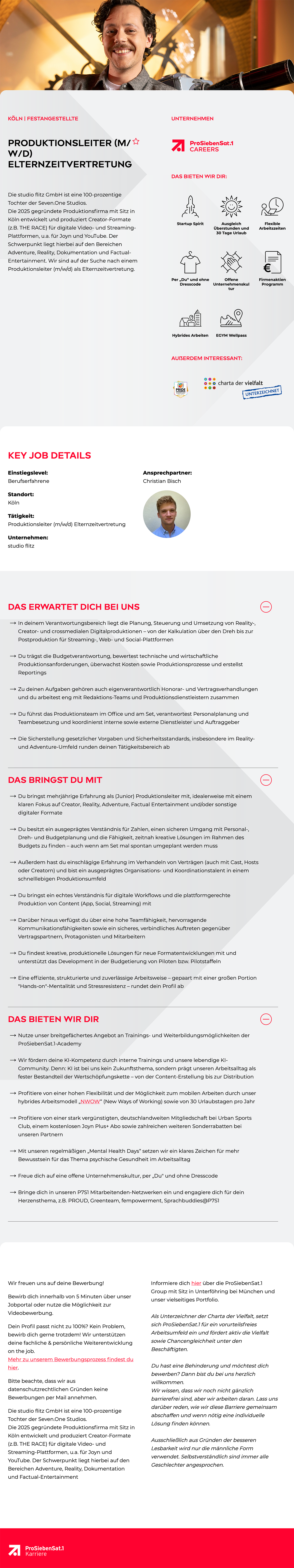 Produktionsleiter (m/w/d) Elternzeitvertretung