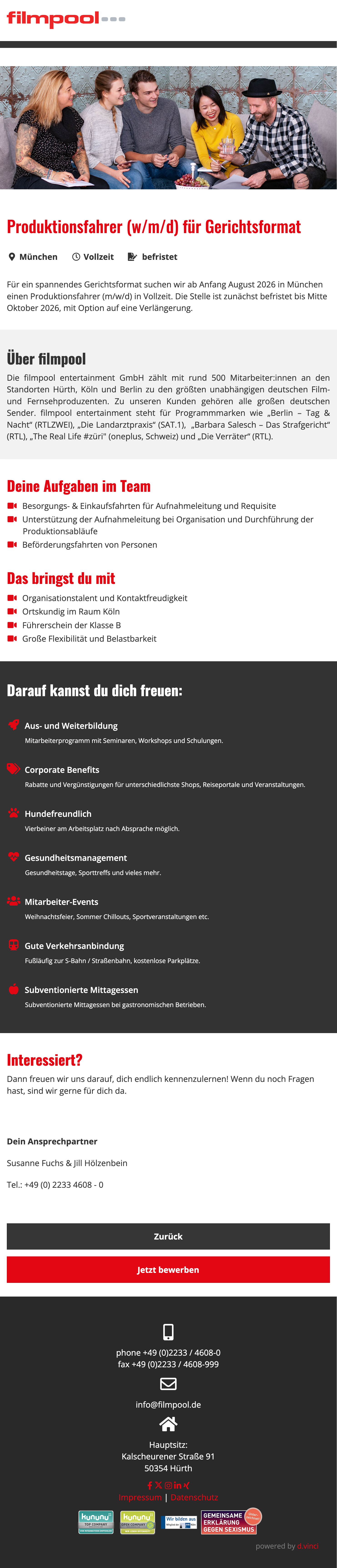 Produktionsfahrer (w/m/d) für Gerichtsformat