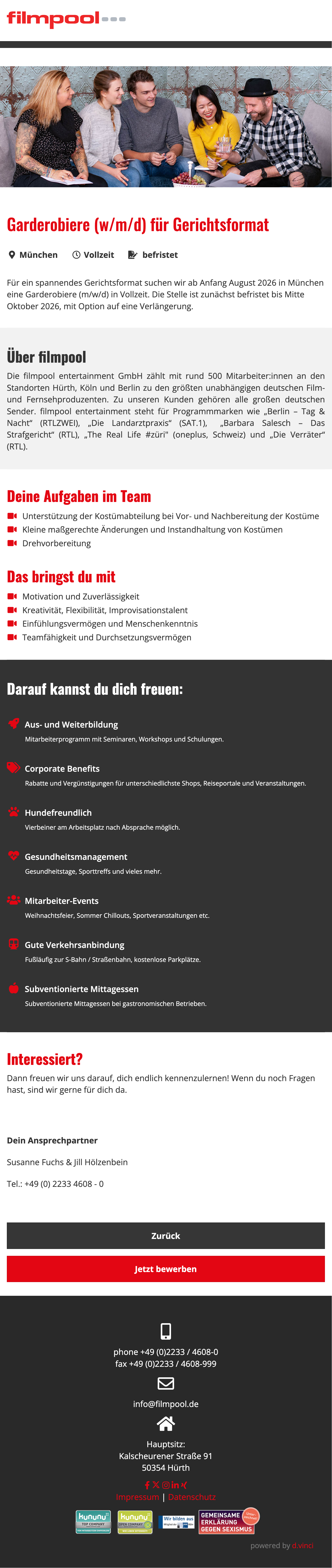 Garderobiere (w/m/d) für Gerichtsformat