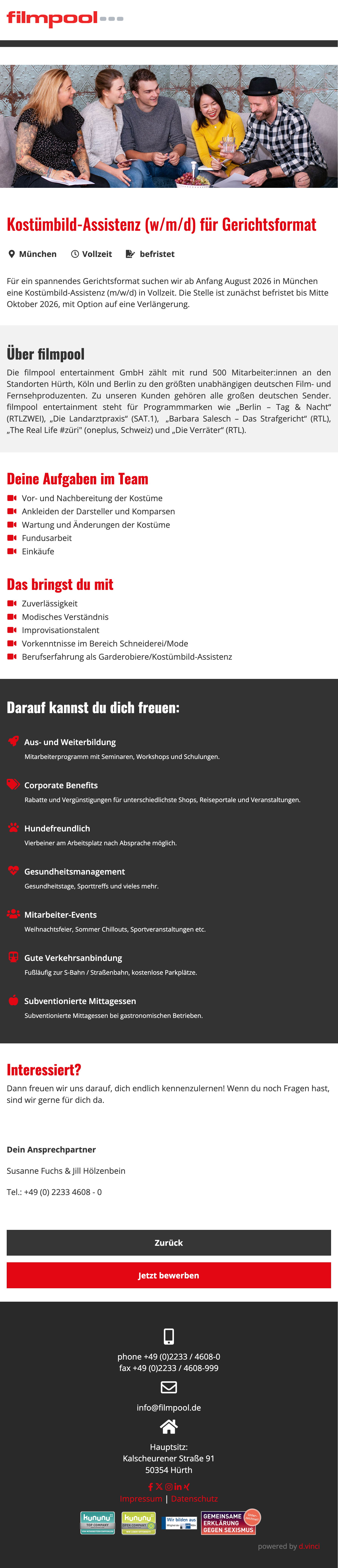 Kostümbild-Assistenz (w/m/d) für Gerichtsformat