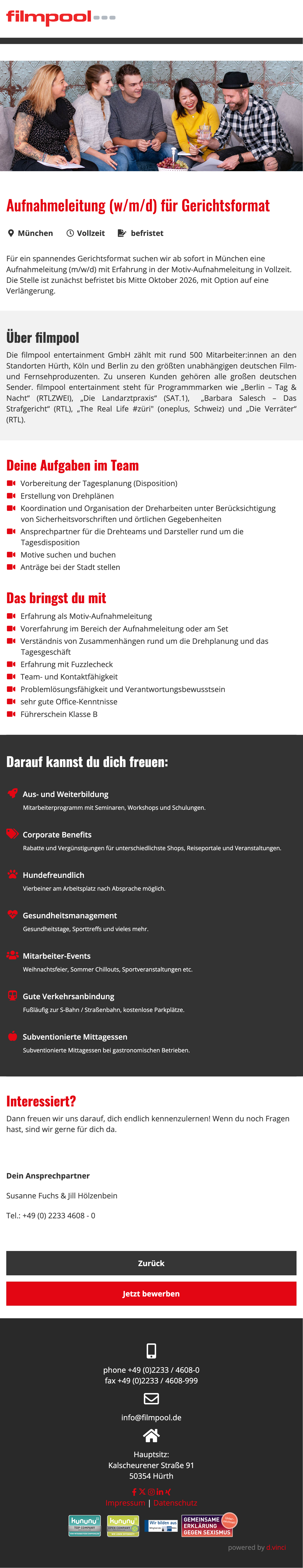 Aufnahmeleitung (w/m/d) für Gerichtsformat