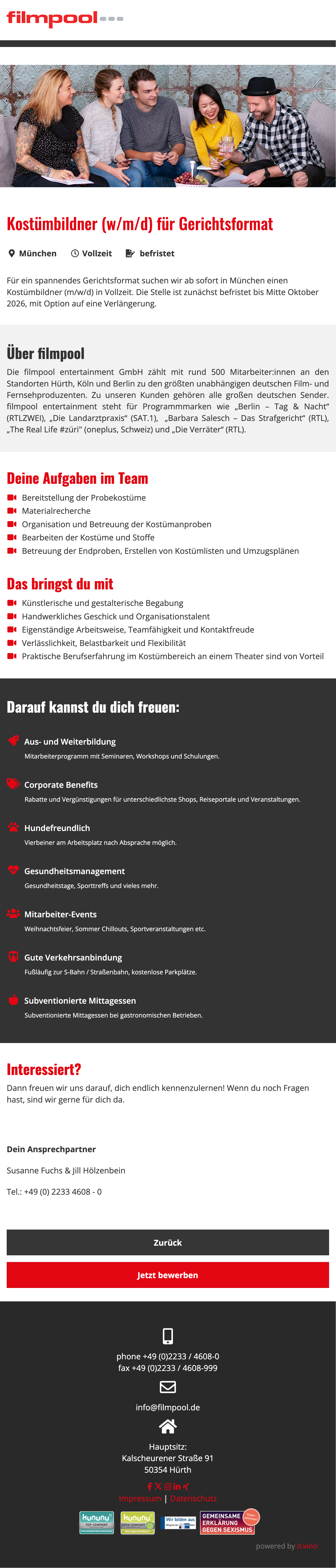 Kostümbildner (w/m/d) für Gerichtsformat