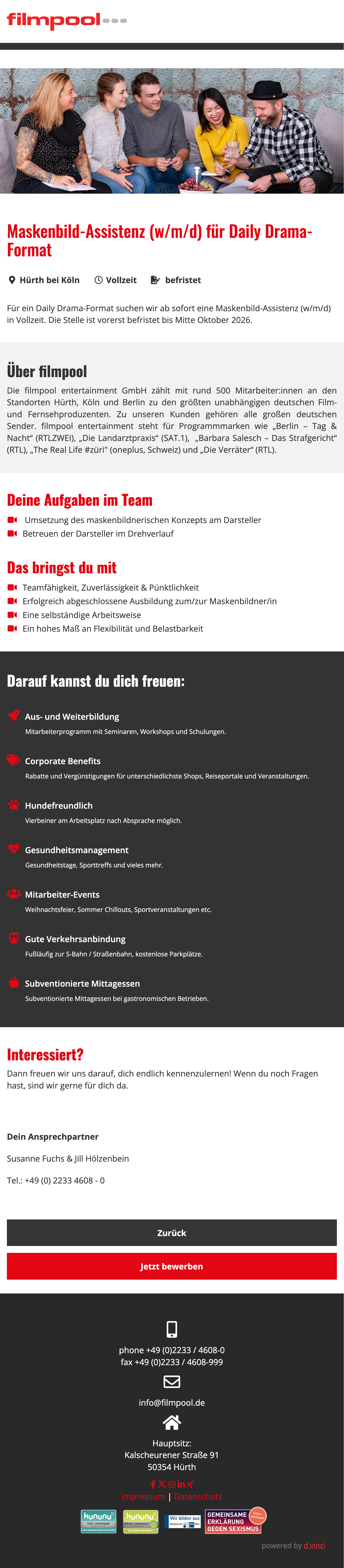 Maskenbild-Assistenz (w/m/d) für Daily Drama-Format