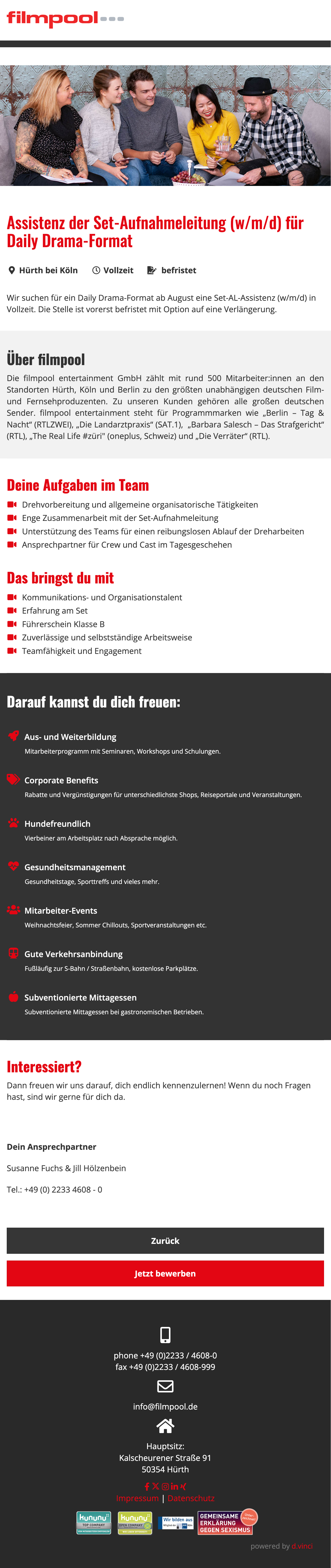 Assistenz der Set-Aufnahmeleitung (w/m/d) für Daily Drama-Format