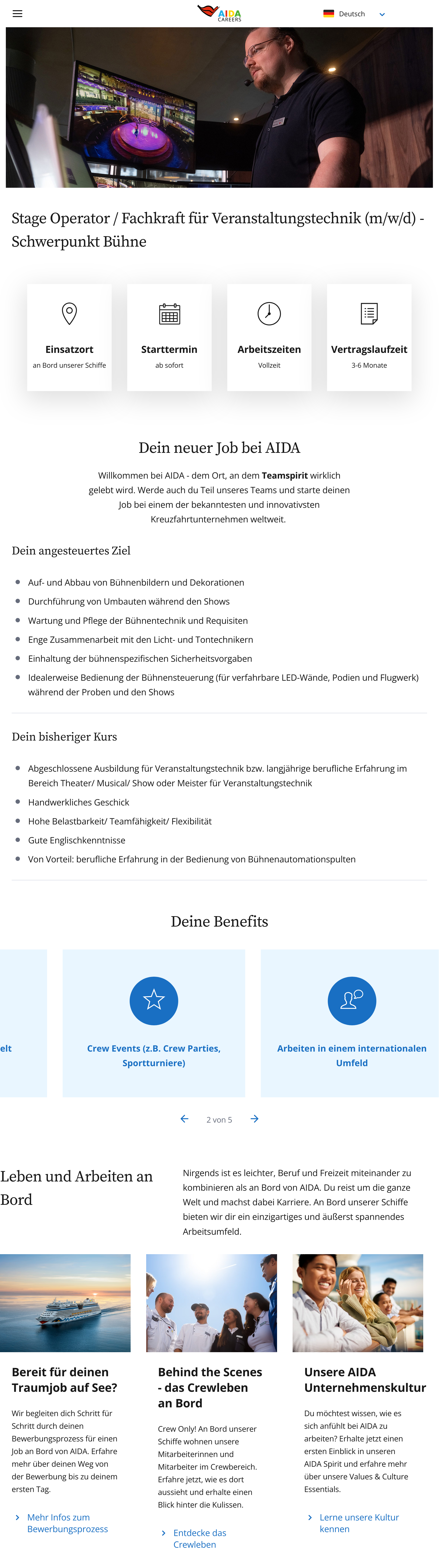 Stage Operator / Fachkraft für Veranstaltungstechnik (m/w/d) - Schwerp. Bühne