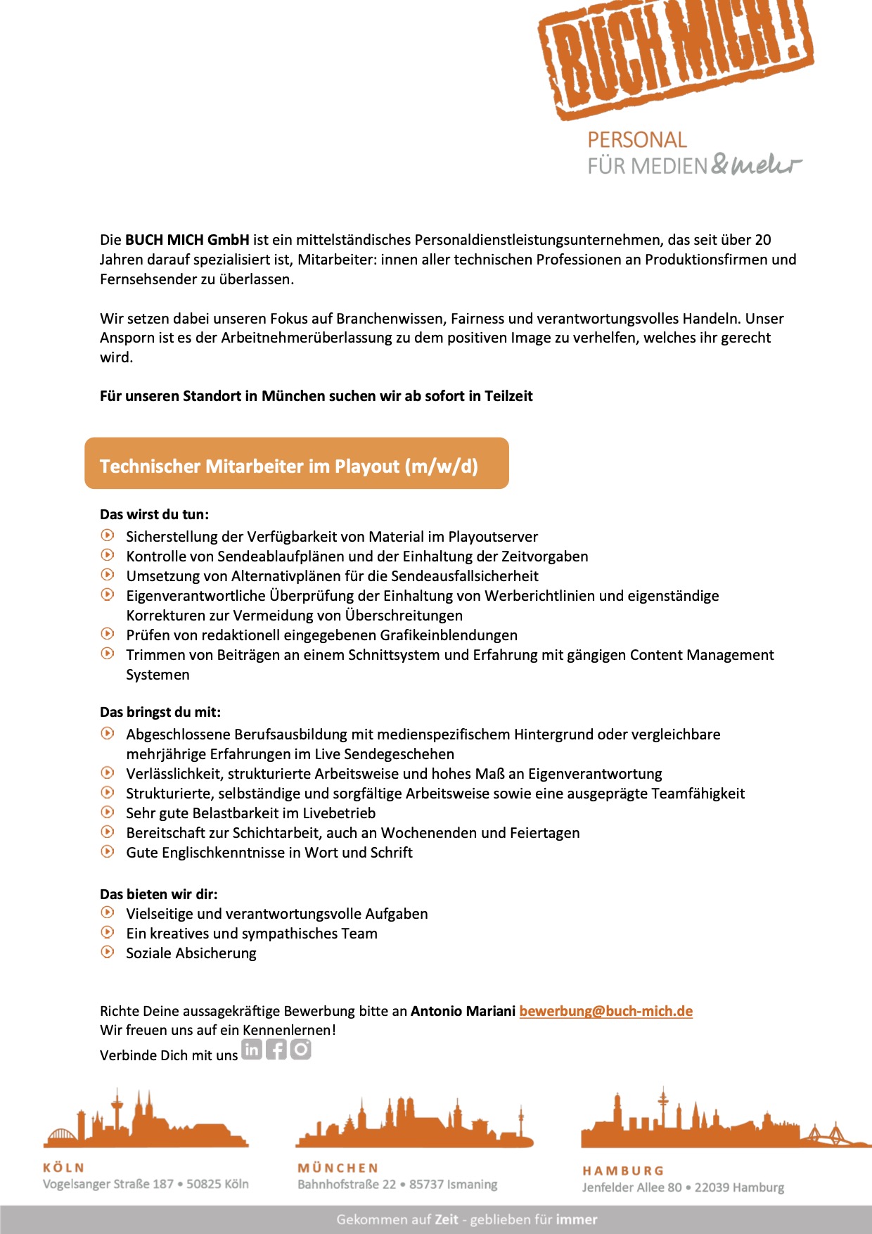 Technischer Mitarbeiter im Playout (m/w/d)