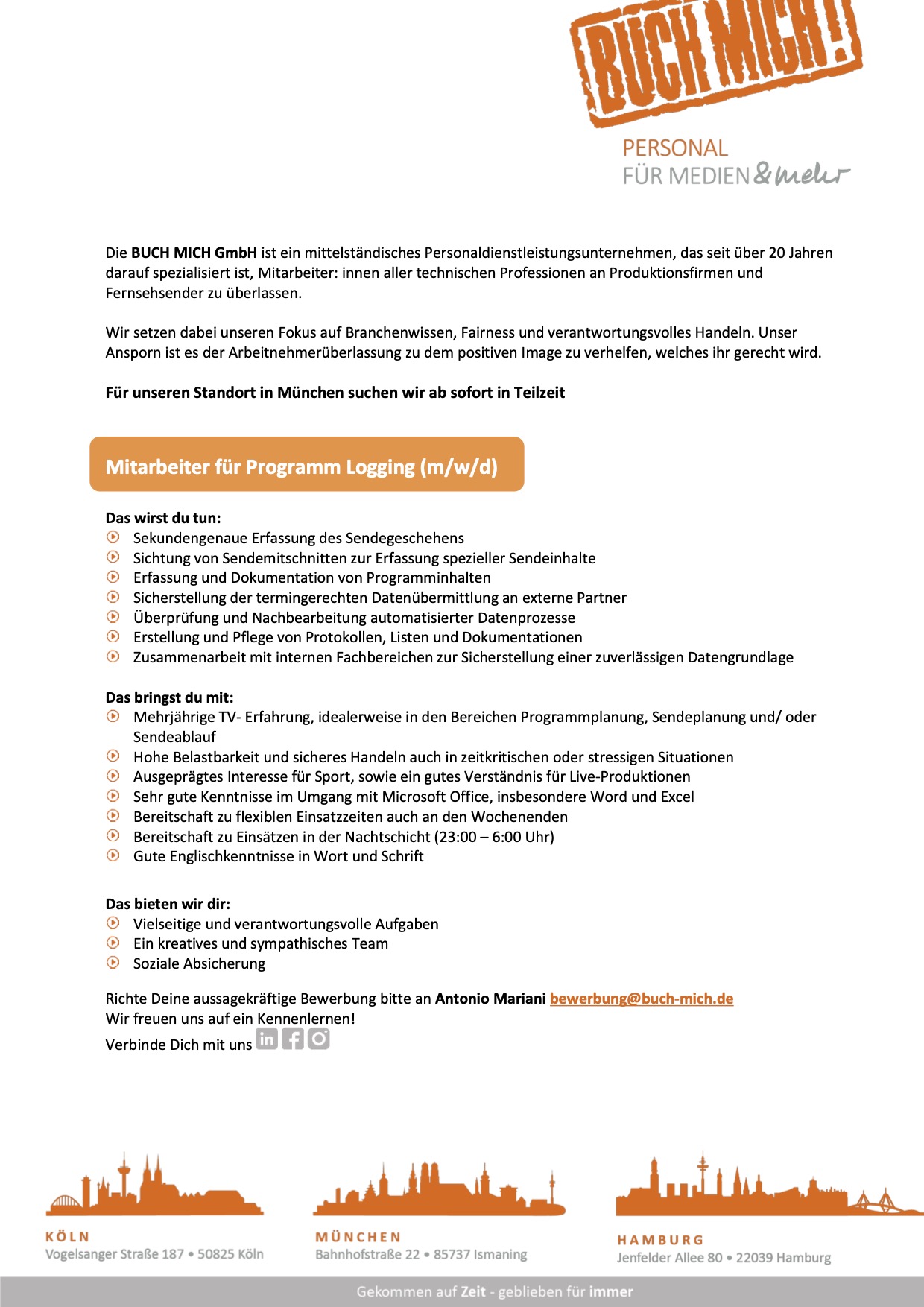 Mitarbeiter für Programm Logging (m/w/d)