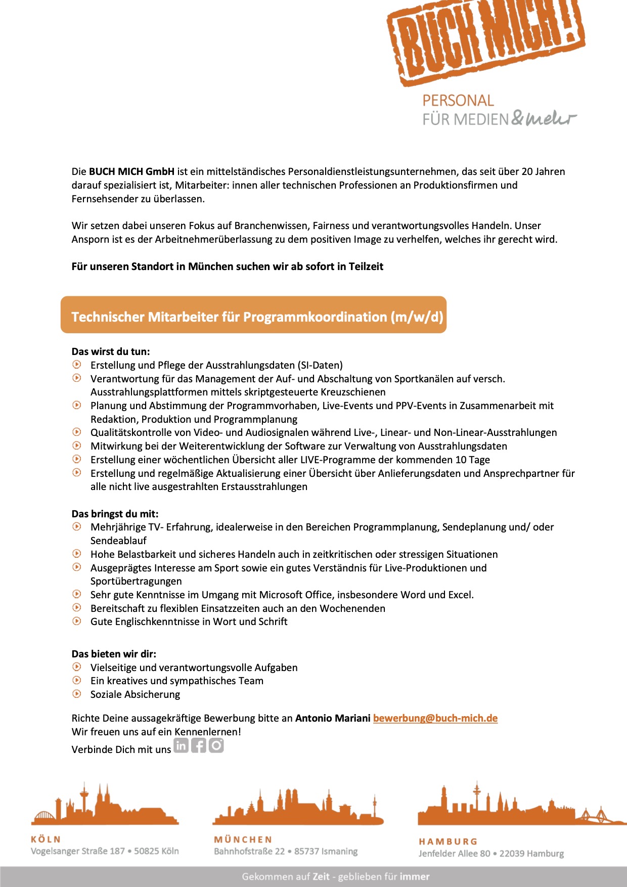 Technischer Mitarbeiter für Programmkoordination (m/w/d)