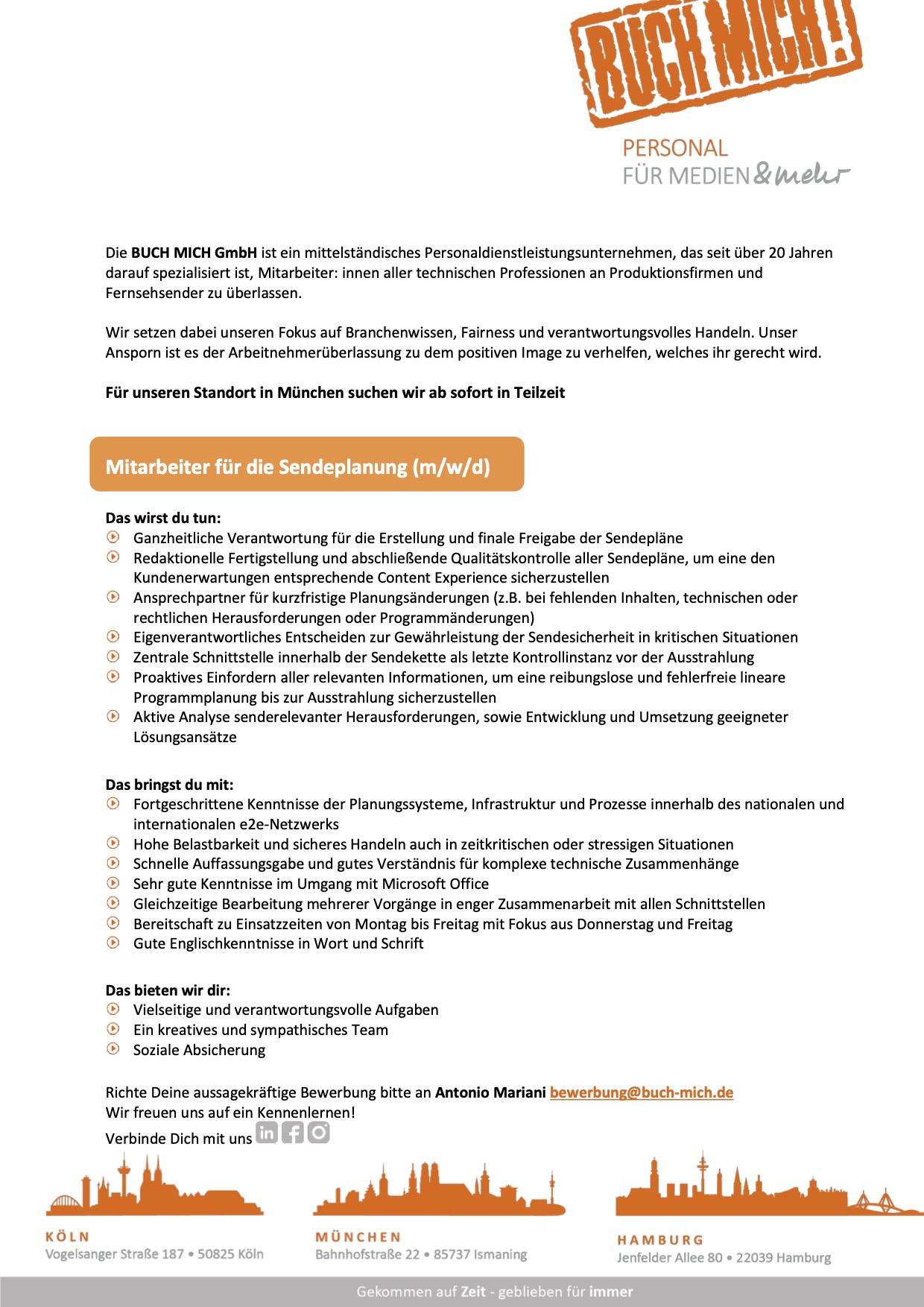 Mitarbeiter für die Sendeplanung (m/w/d)