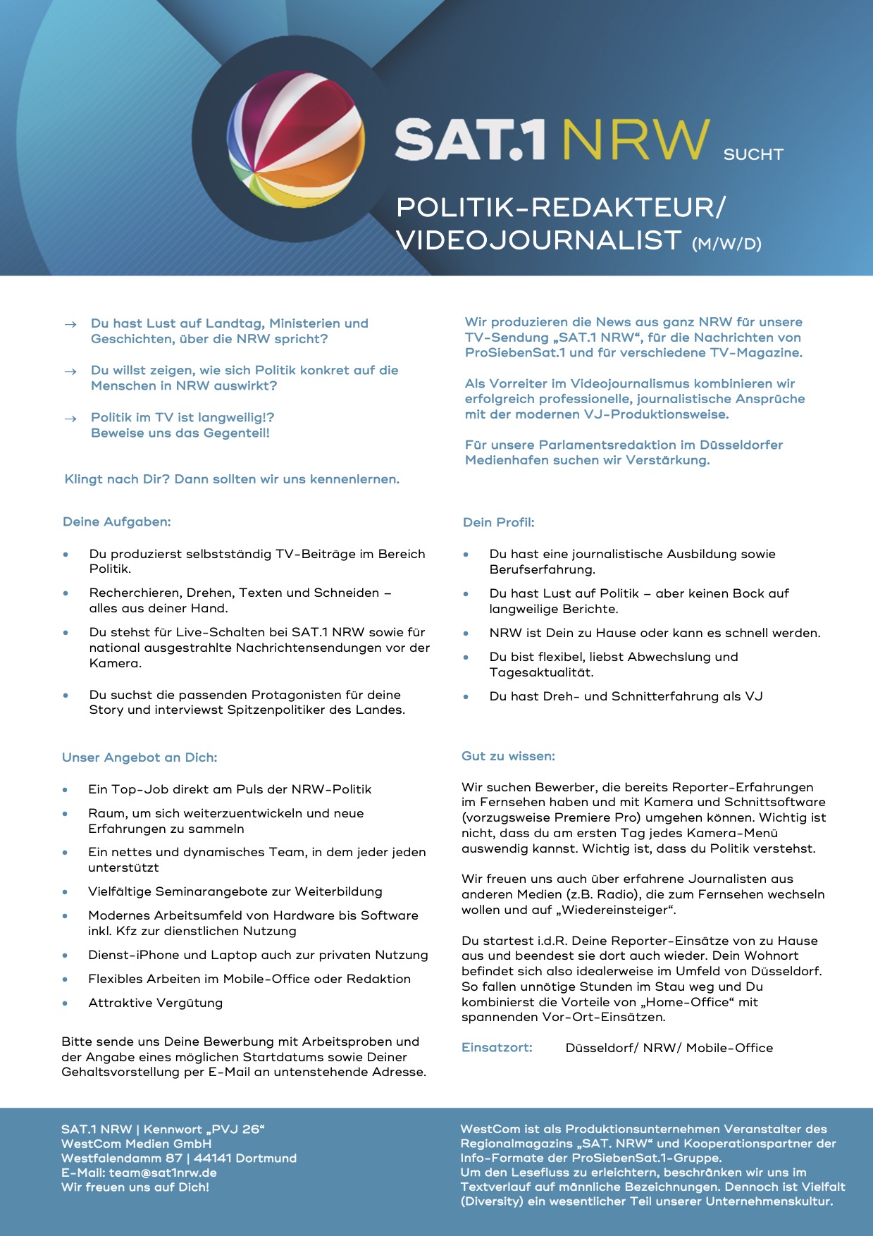 Politik-Redakteur / Videojournalist (m/w/d)