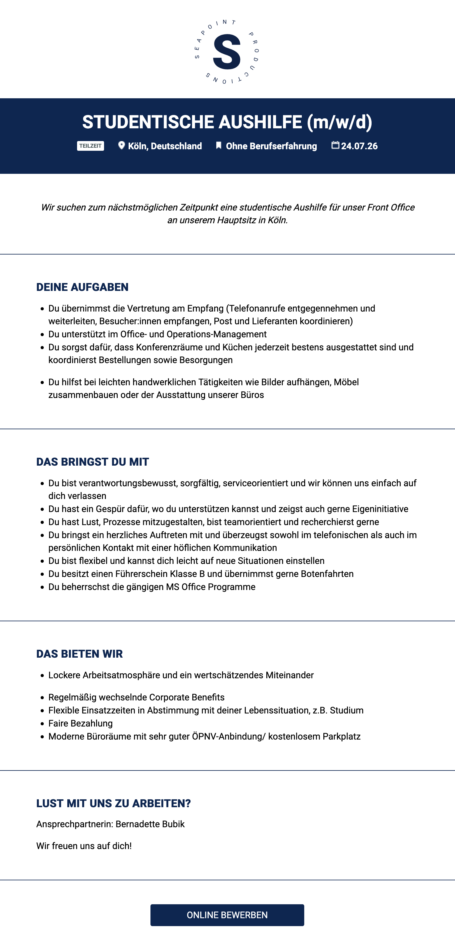 Studentische Aushilfe (m/w/d)