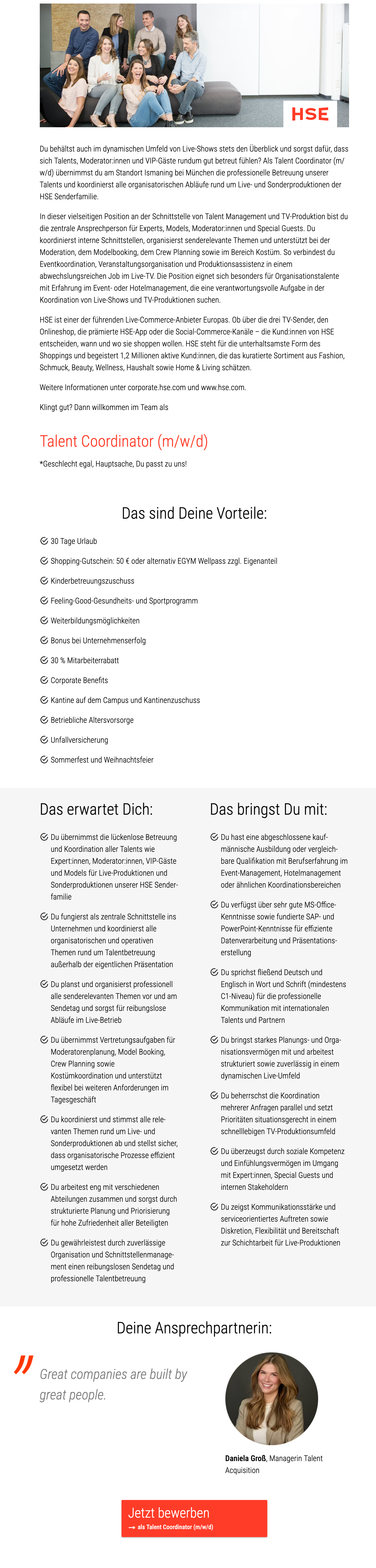 Talent Coordinator (m/w/d)