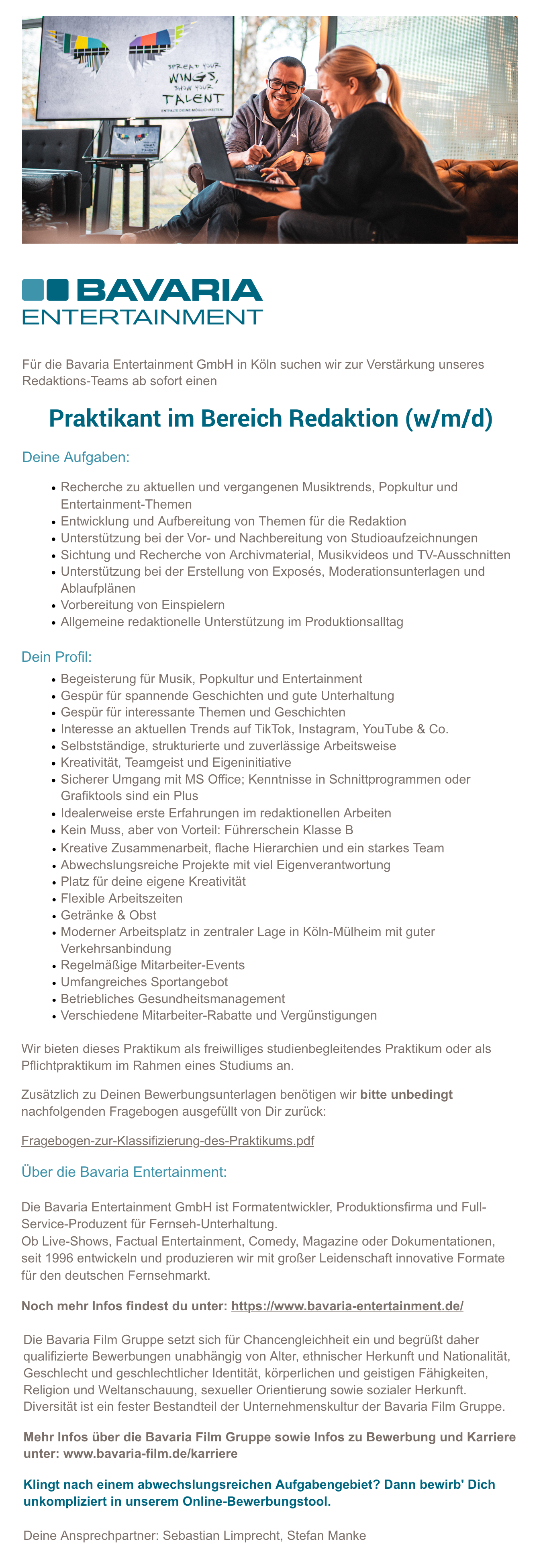 Praktikant im Bereich Redaktion (w/m/d)