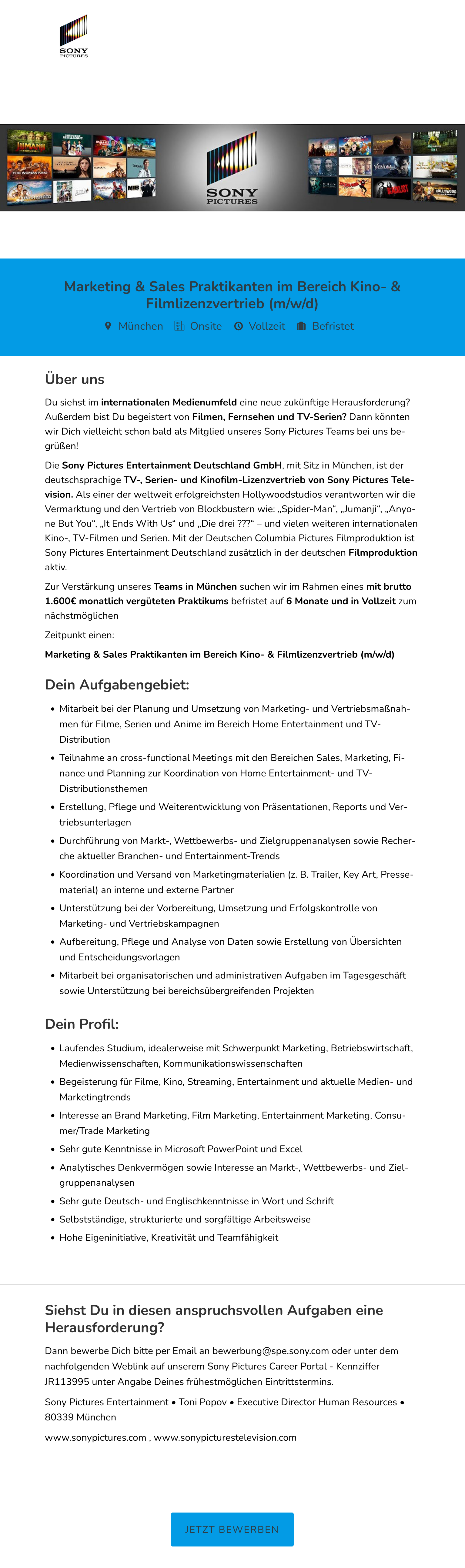 Marketing & Sales Praktikanten im Bereich Kino- & Filmlizenzvertrieb (m/w/d)