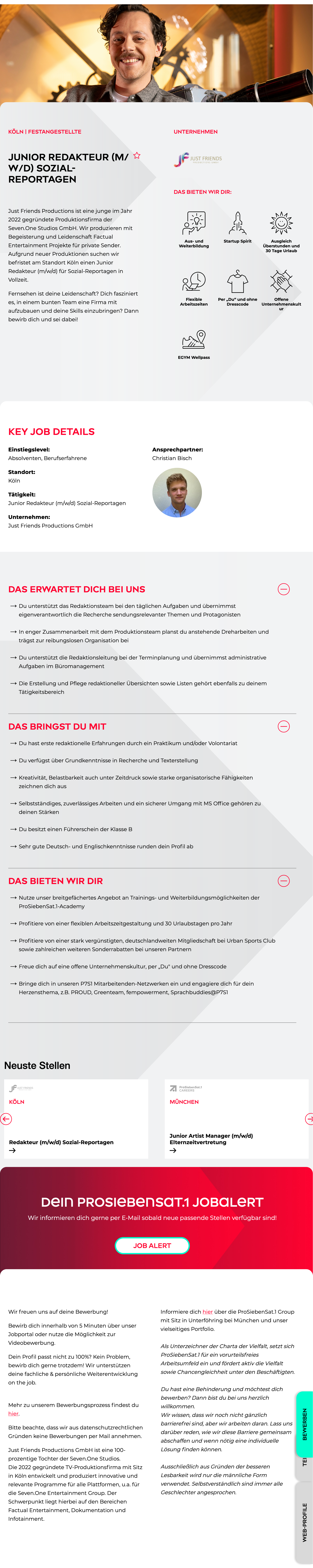Junior Redakteur (m/w/d) Sozial-Reportagen