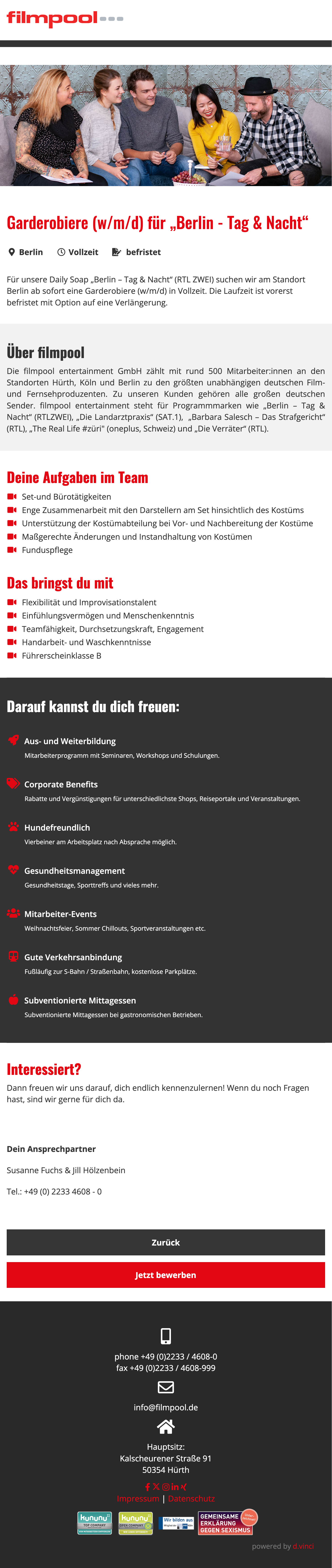 Garderobiere (w/m/d) für 