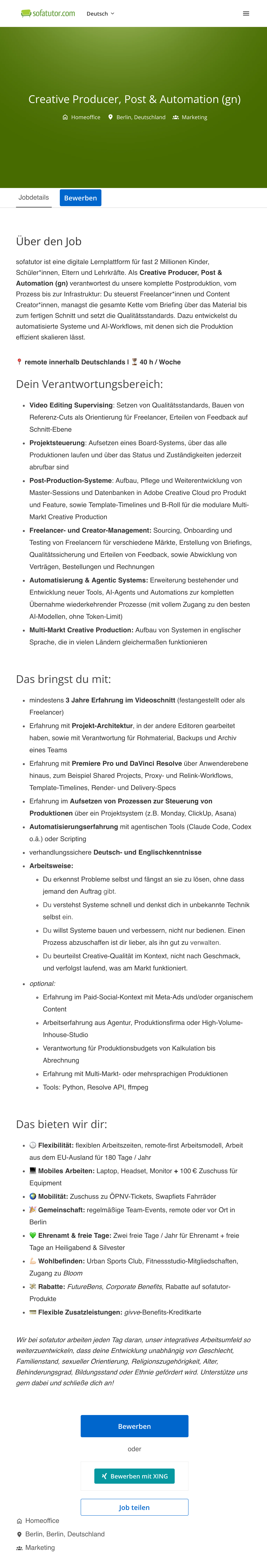 Creative Producer, Post & Automation (gn)