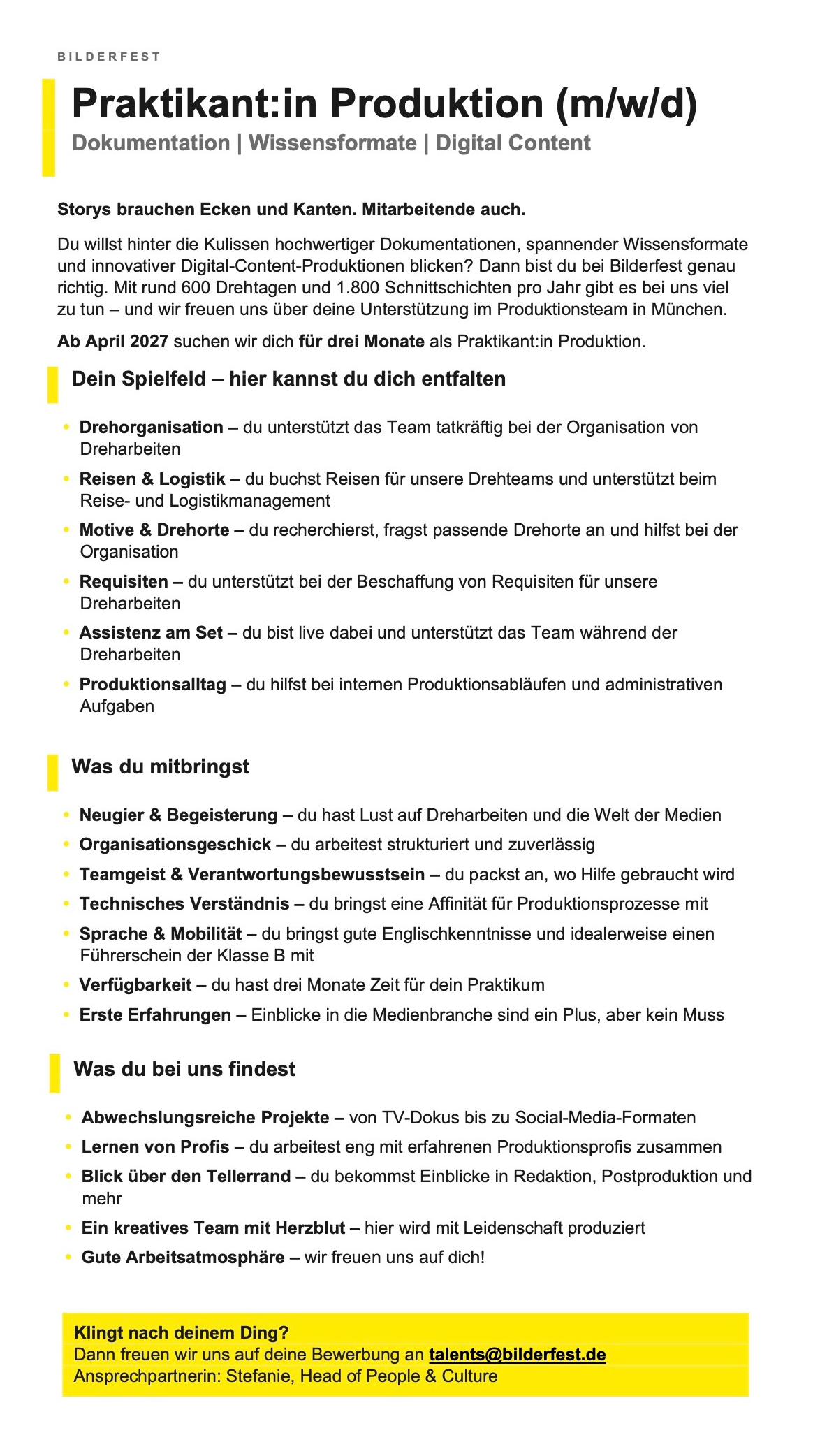 Praktikant:in Produktion (m/w/d)