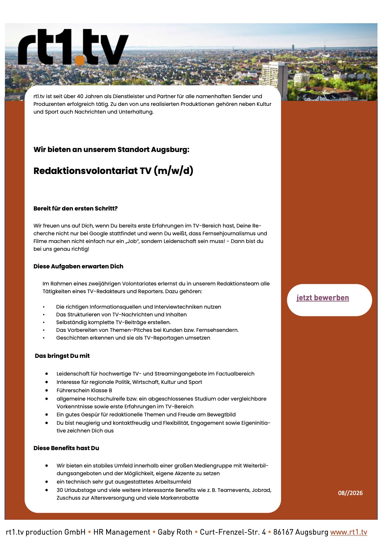 Redaktionsvolontariat TV
