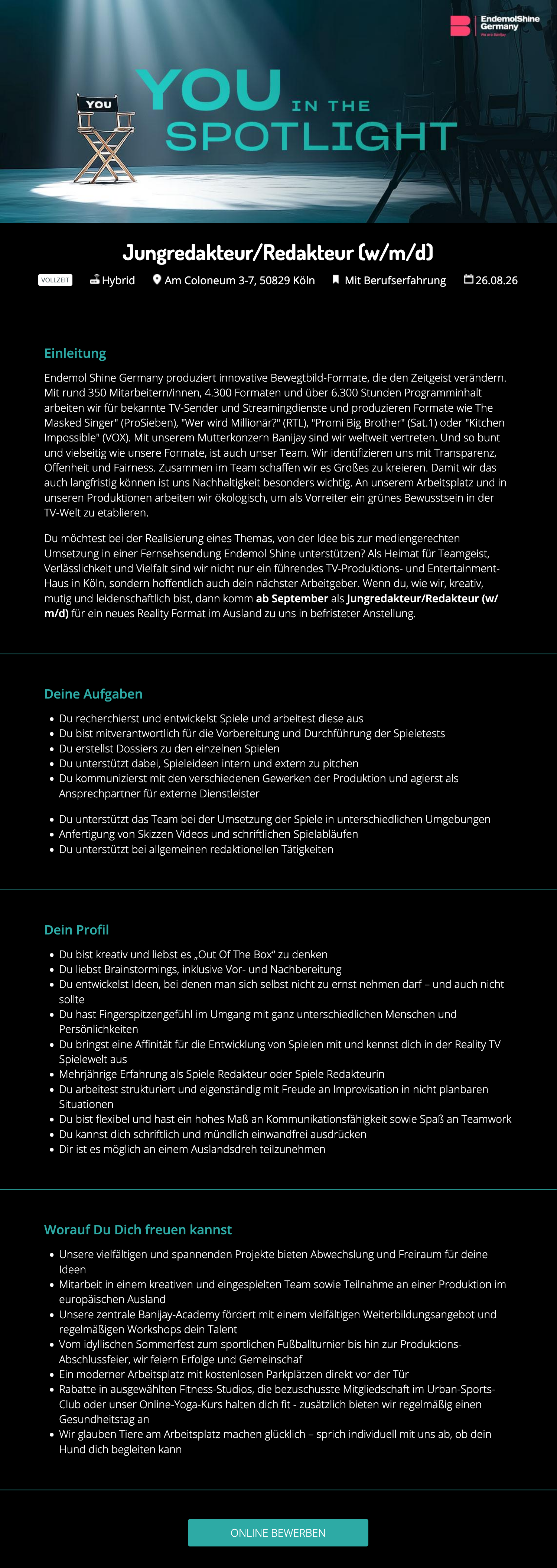 Jungredakteur / Redakteur (w/m/d)