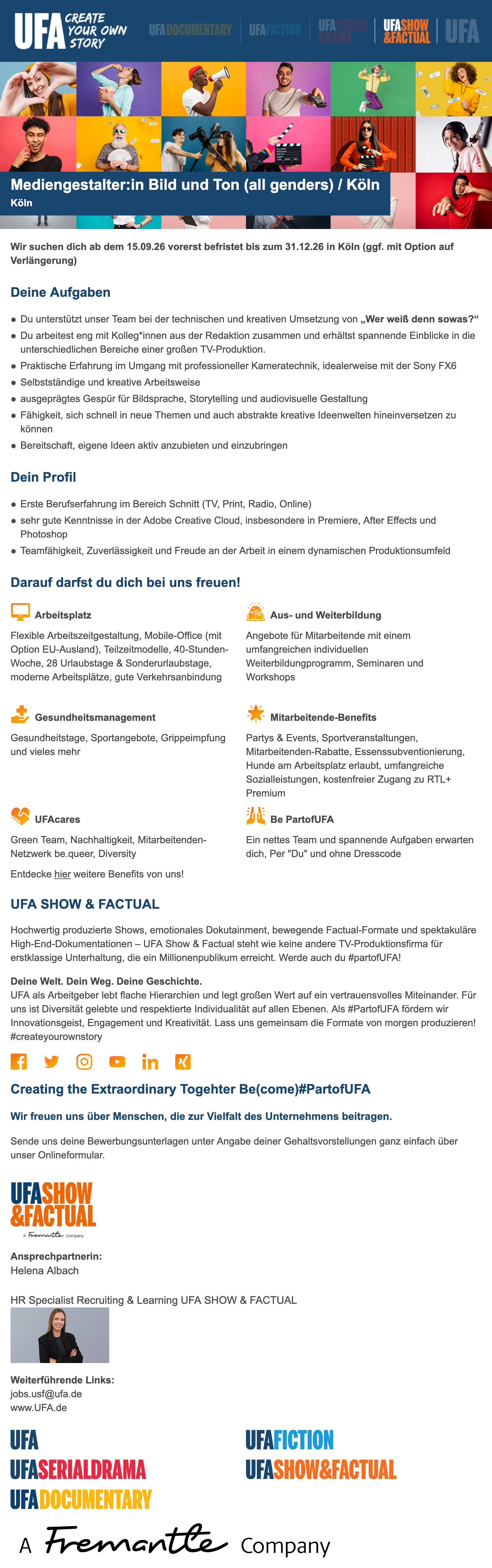 Mediengestalter:in Bild und Ton (all genders)