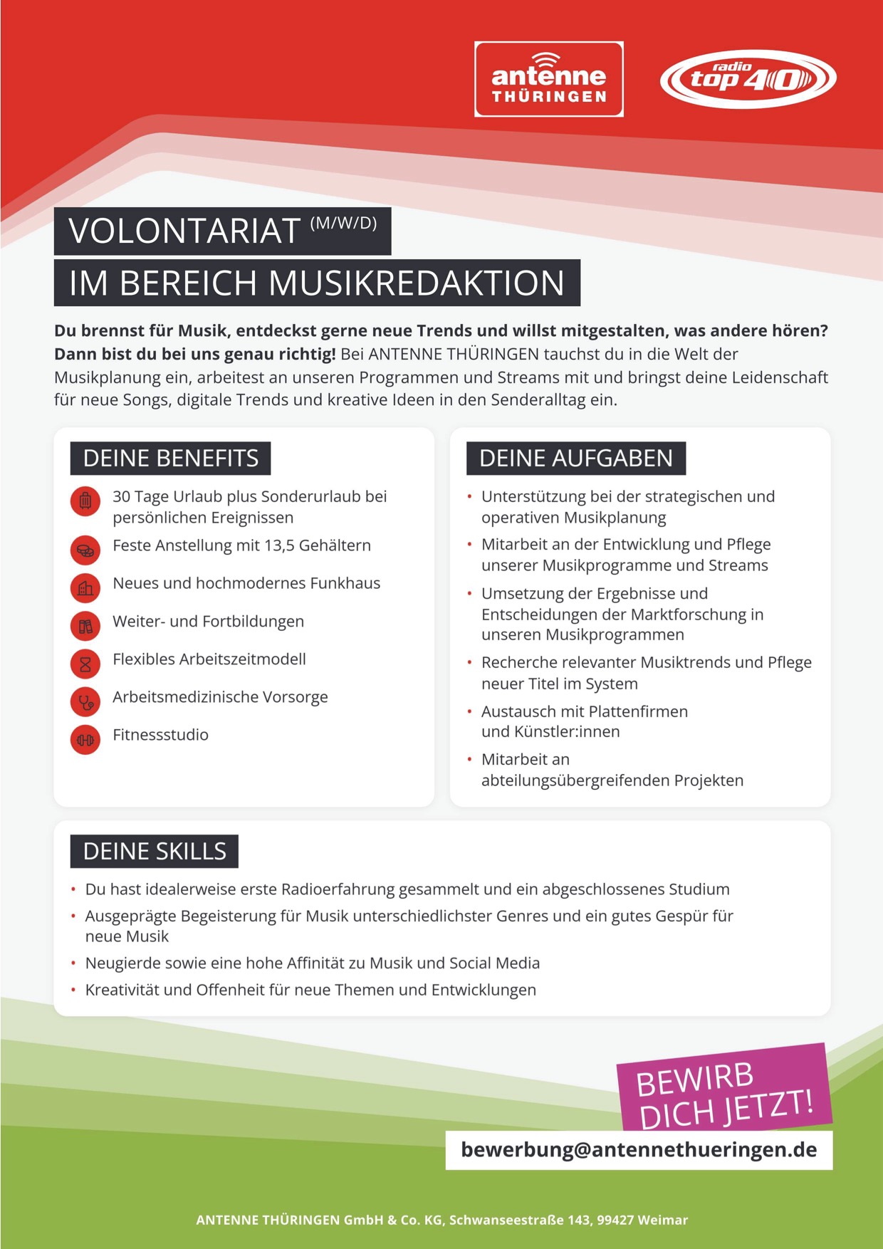 Volontariat im Bereich Musikredaktion