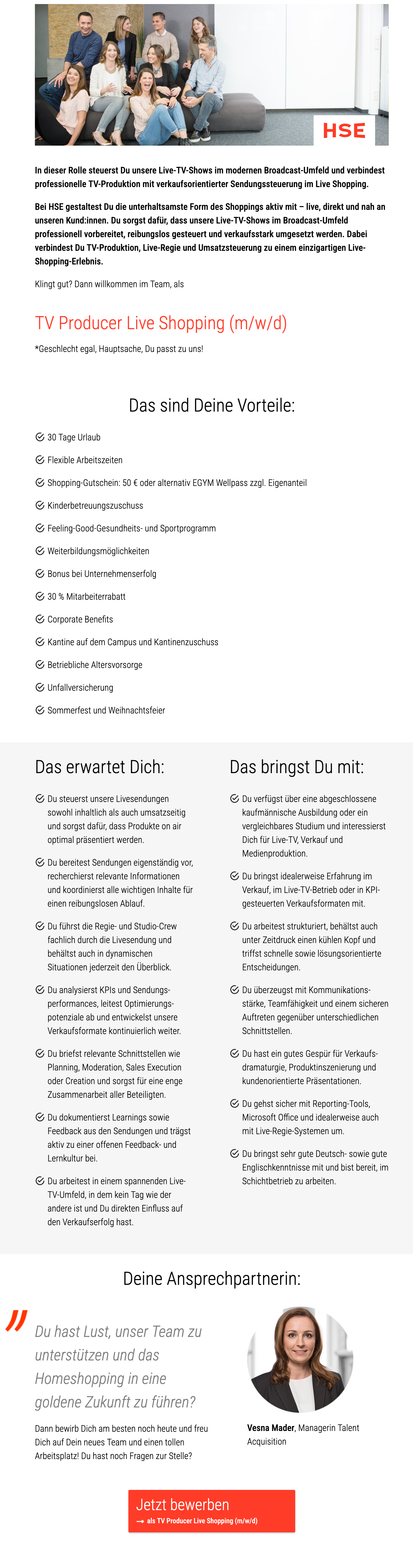 TV Producer Live Shopping (m/w/d) 