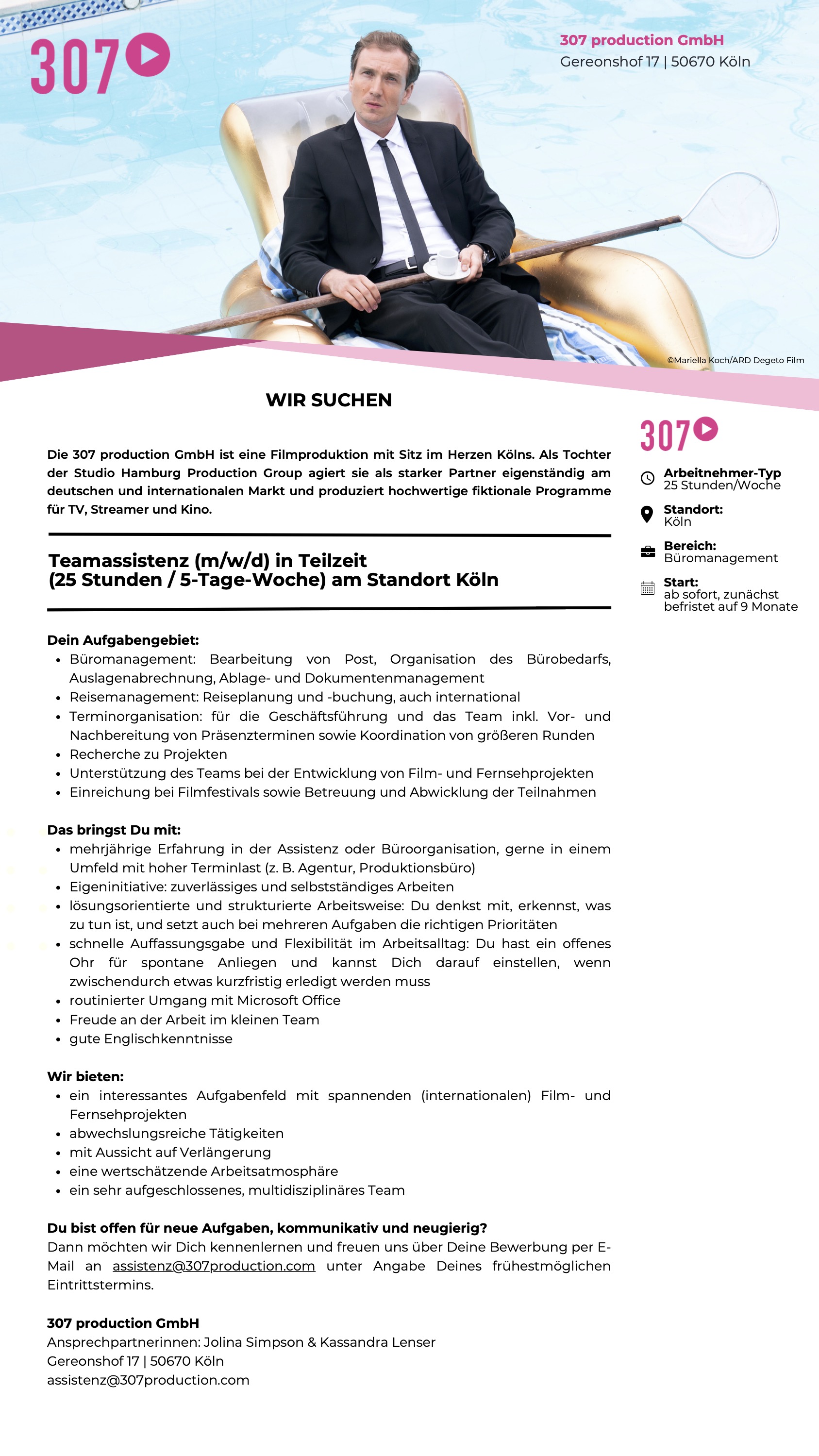 Teamassistenz (m/w/d) in Teilzeit (25 Stunden / 5-Tage-Woche)