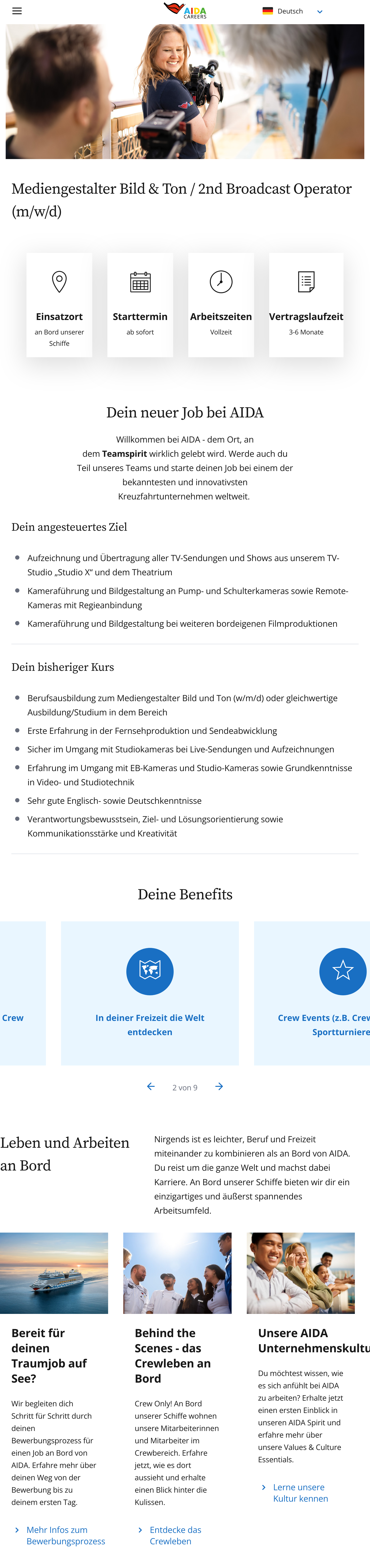 Mediengestalter Bild & Ton / 2nd Broadcast Operator (m/w/d)