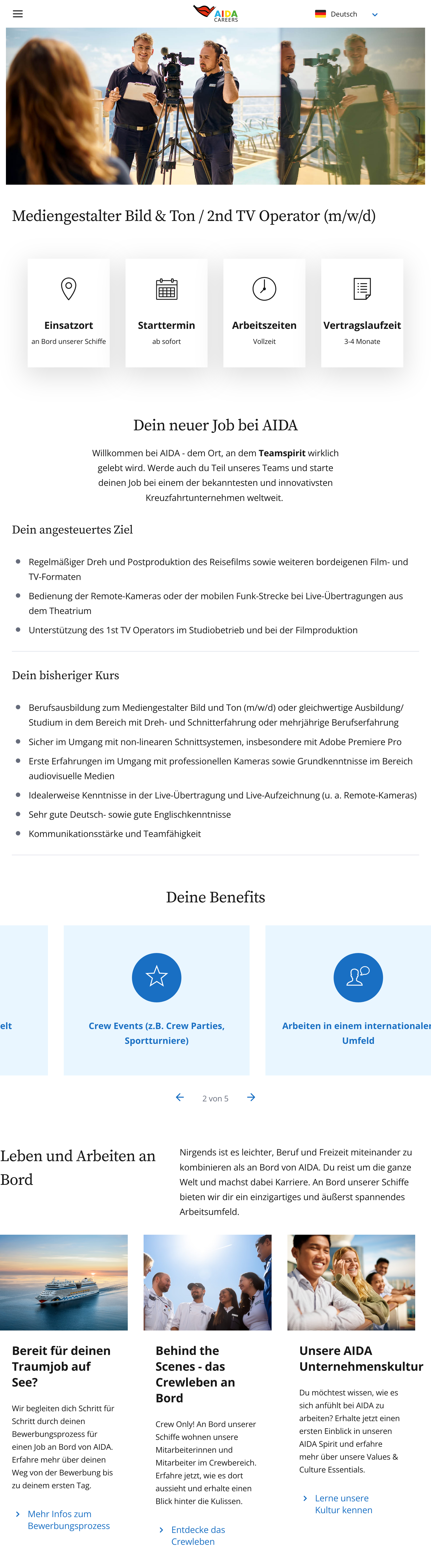 Mediengestalter Bild & Ton / 2nd TV Operator (m/w/d)