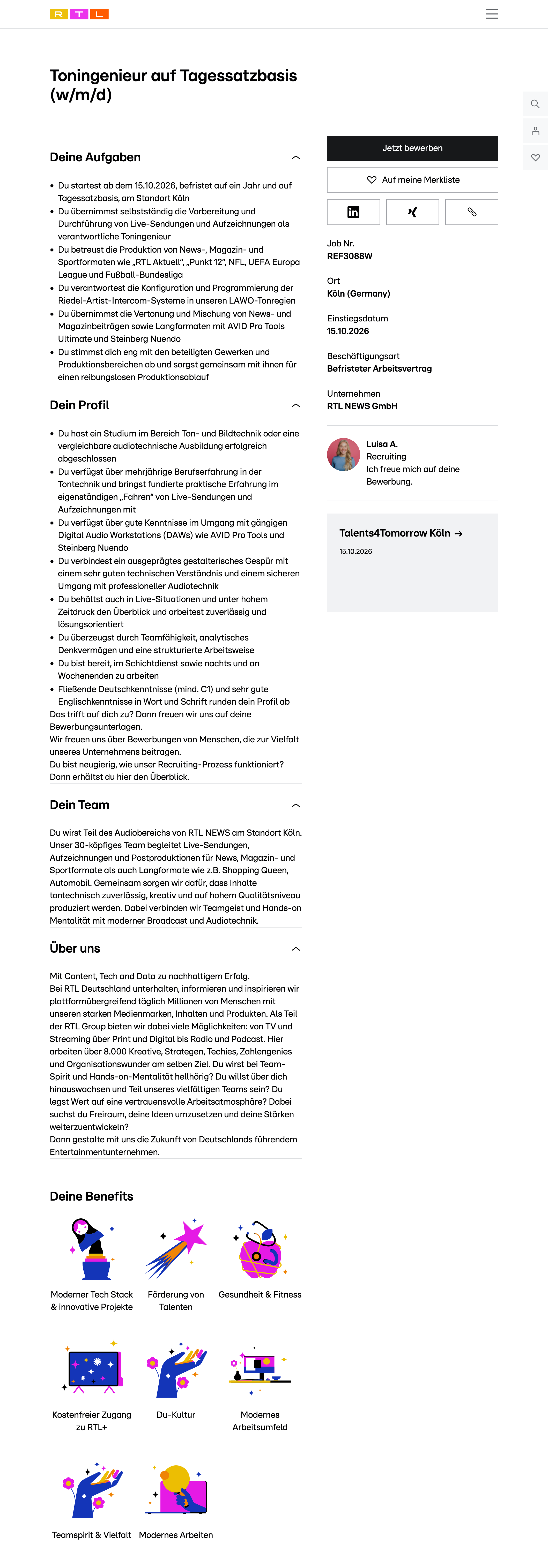 Toningenieur auf Tagessatzbasis (w/m/d)