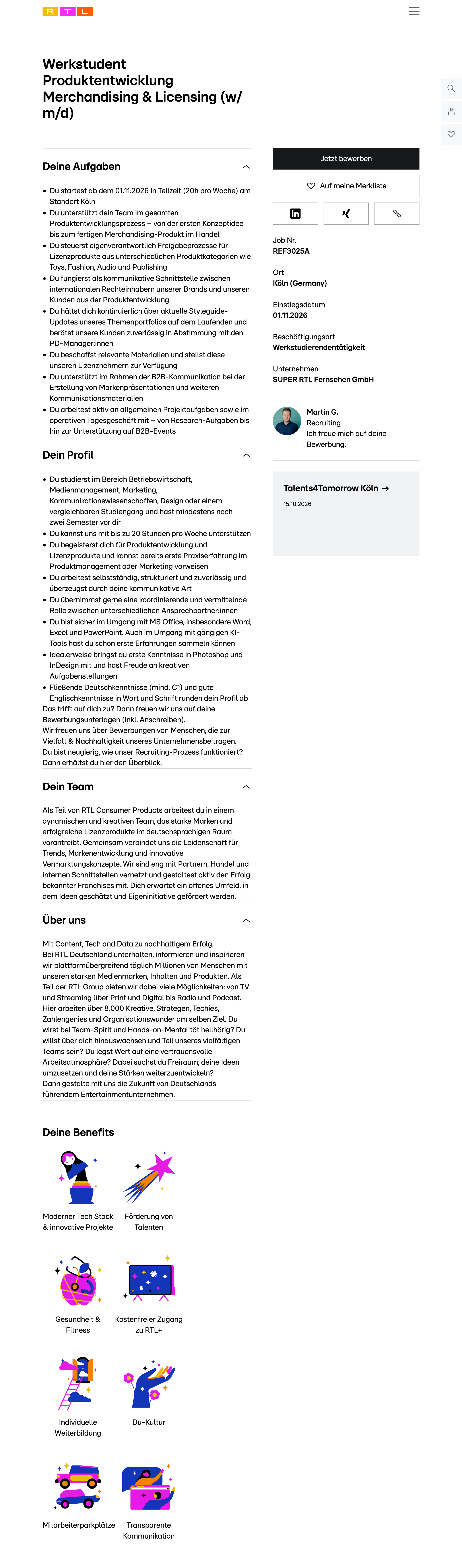 Werkstudent Produktentwicklung Merchandising & Licensing (w/m/d)