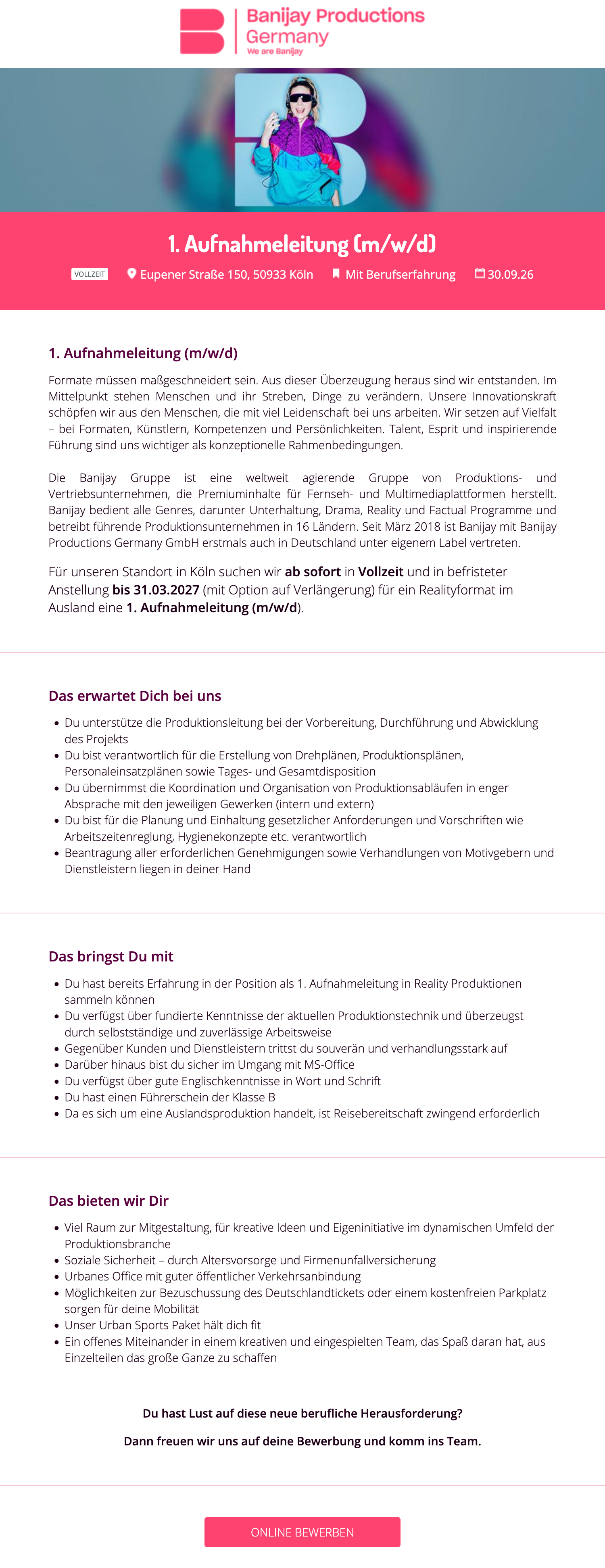 1. Aufnahmeleitung (m/w/d)