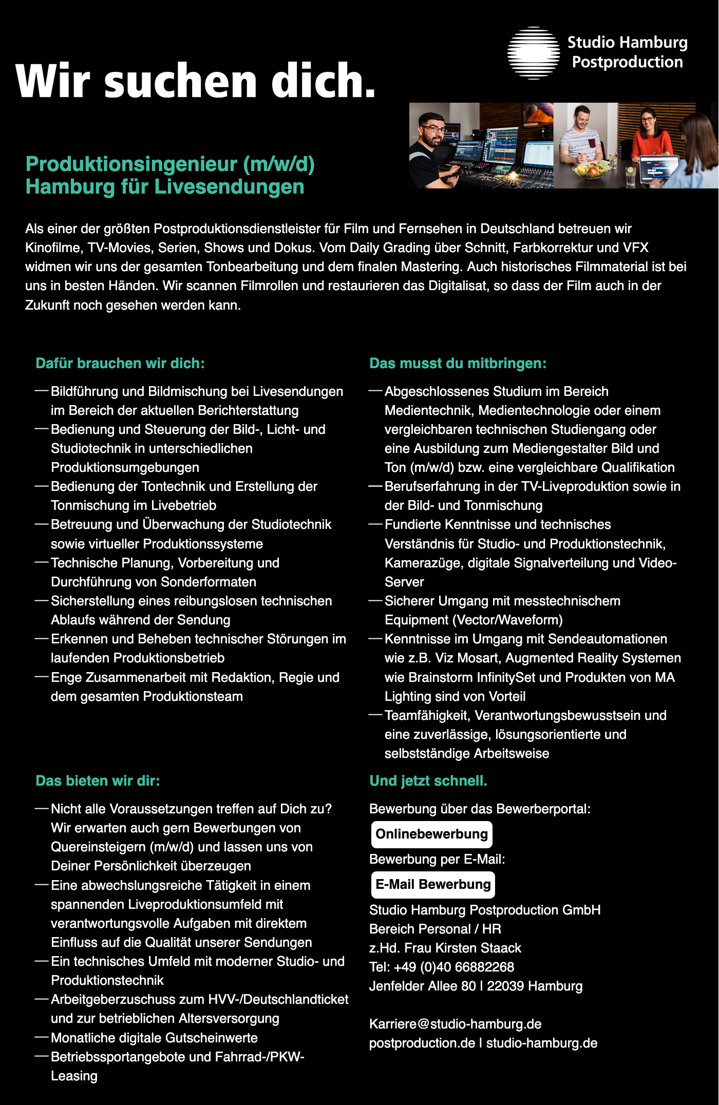 Produktionsingenieur (m/w/d) Hamburg für Livesendungen