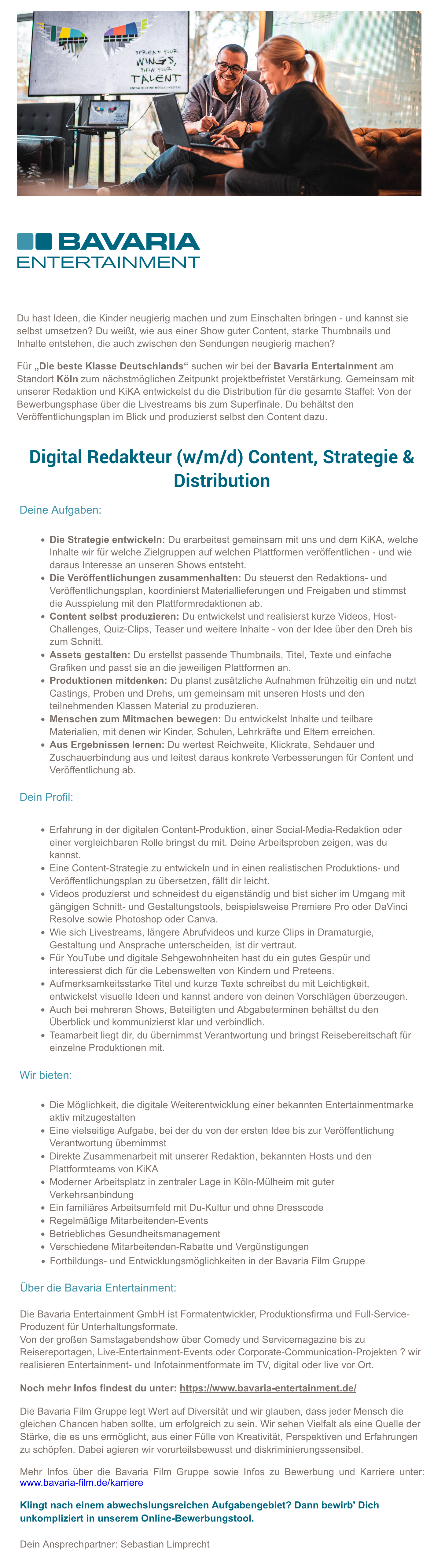 Digital Redakteur (w/m/d) Content, Strategie & Distribution