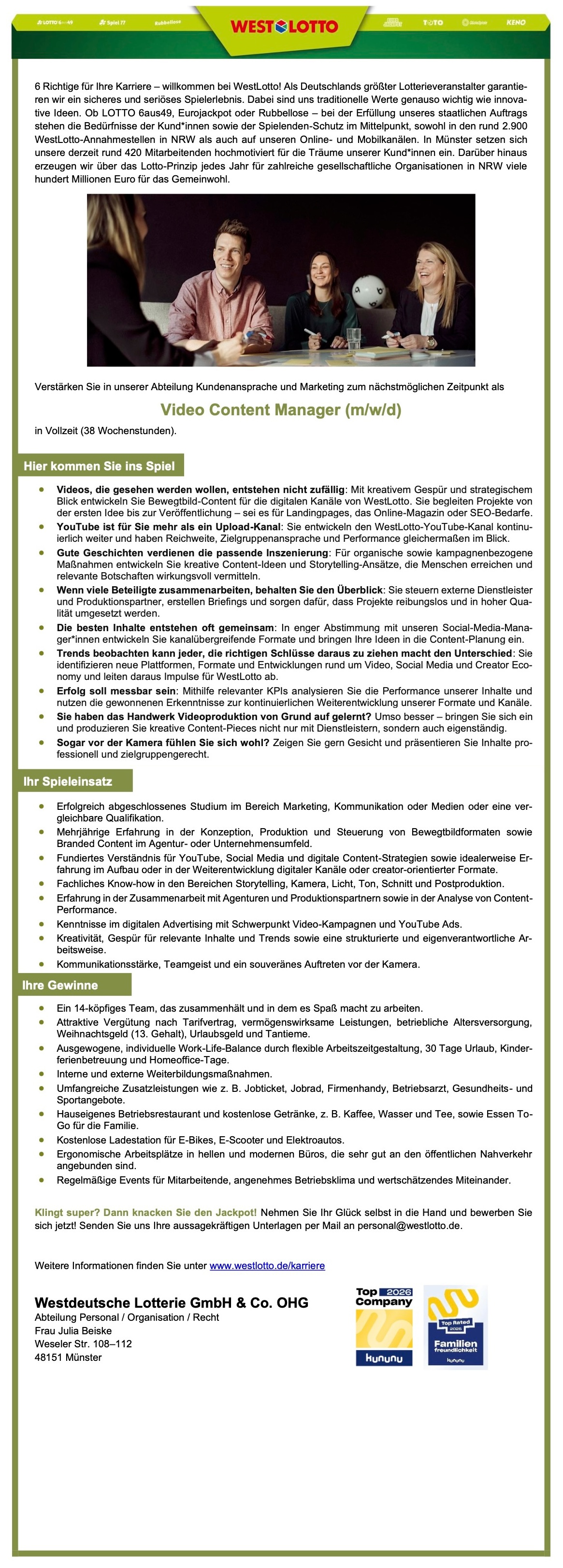 Video Content Manager (m/w/d)