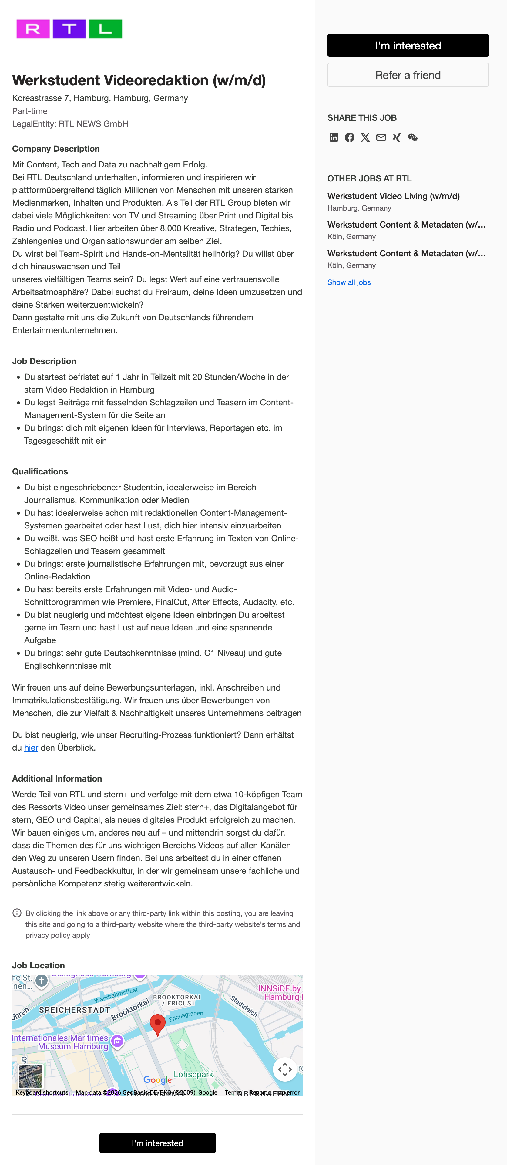 Werkstudent Videoredaktion (w/m/d)