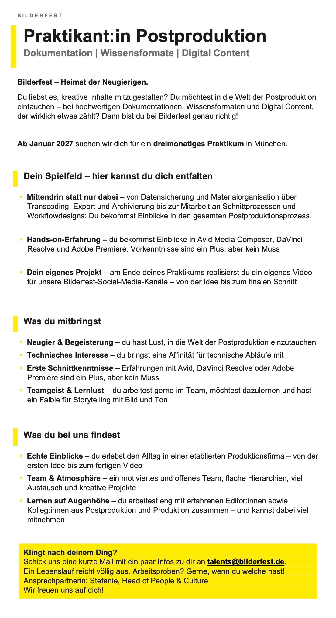 Praktikant:in Postproduktion