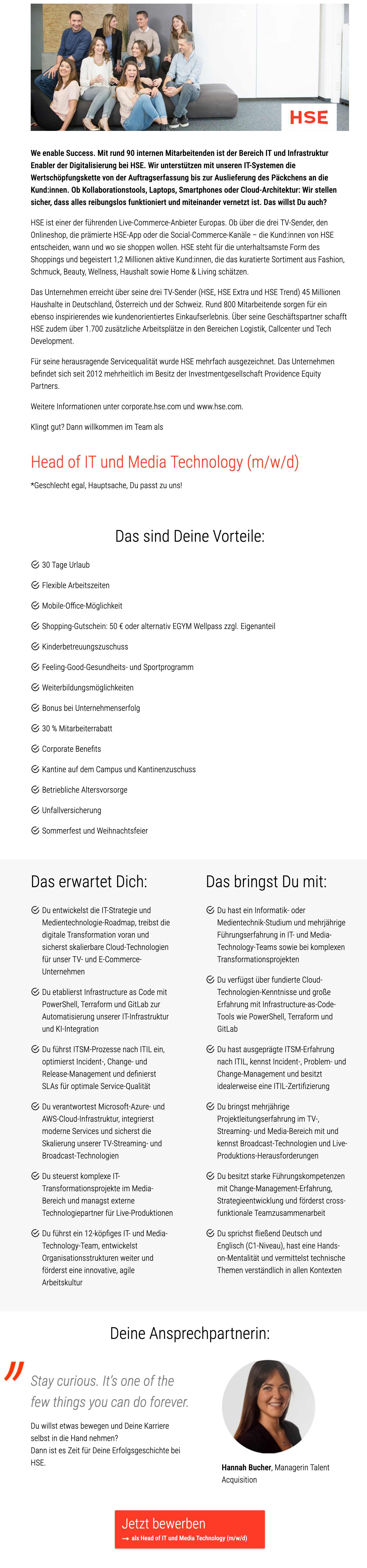 Head of IT und Media Technology (m/w/d) 